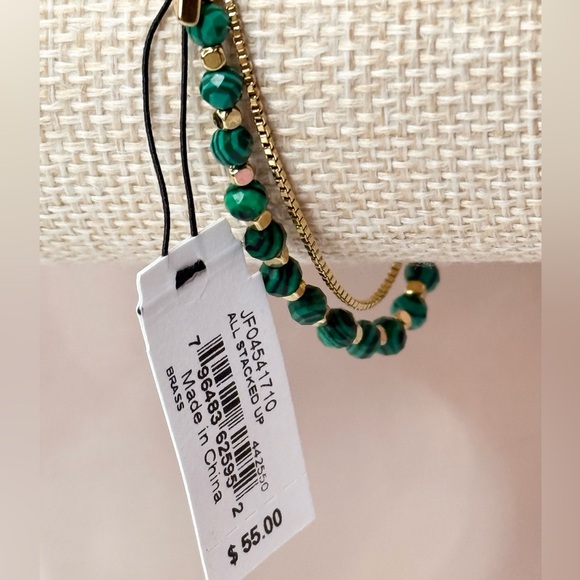 Fossil All Stacked Up Reconstituted Green Malachite Beaded Bracelet - Picture 6 of 6